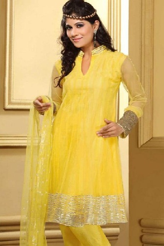 Knælængde Netted Anarkali Suit