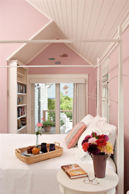 perinteiset makuuhuoneen vaaleanpunaiset värit seinäkoristeideat makuuhuoneeseen