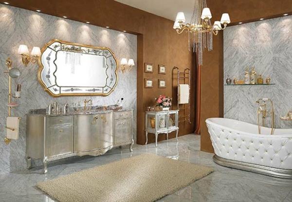 unelma kylpyhuone kiiltävä hopea pesuallas seinäpeili