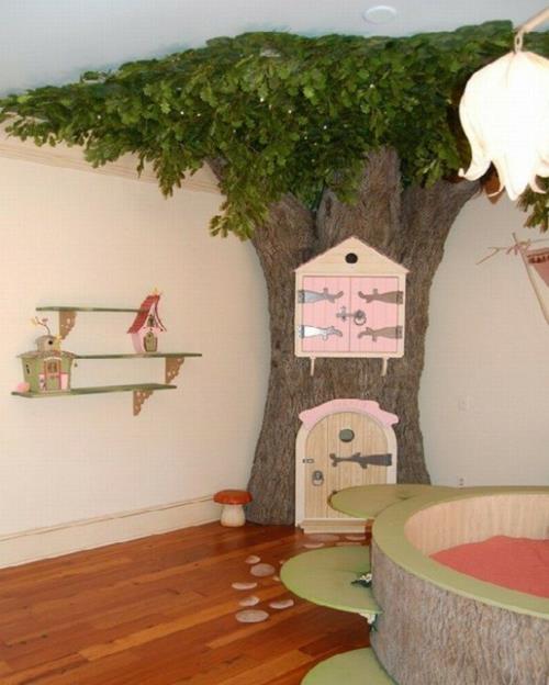 unenomainen lastentarhan suunnittelu vaaleanpunainen tyttö puu
