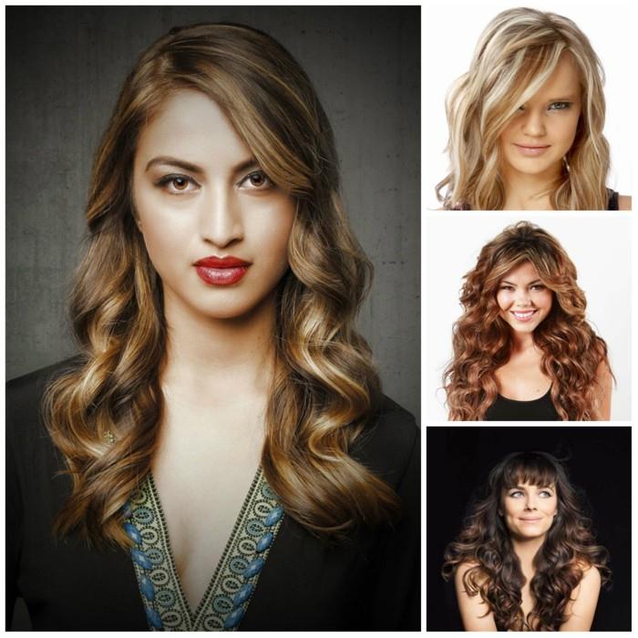 trendi kampaus naiset 2017 balayage karamelliväri aallot