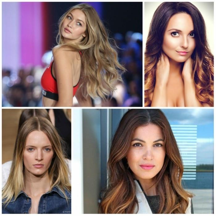 trendi kampaus naiset 2017 balayage väri korostaa tummat hiukset
