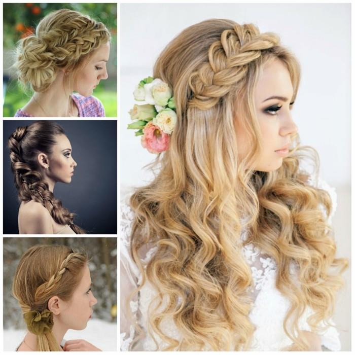 trendi kampaus naiset 2017 balayage pitkät hiukset letit