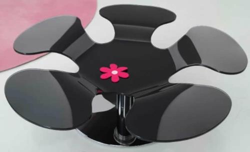 trendikäs erikoinen sohvapöytä kukka muoto musta