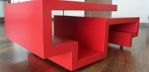 trendikäs erikoinen sohvapöytä punainen rakenne geometrinen