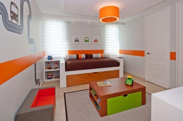 sisustusideoita nuorten huoneille oranssi vihreä