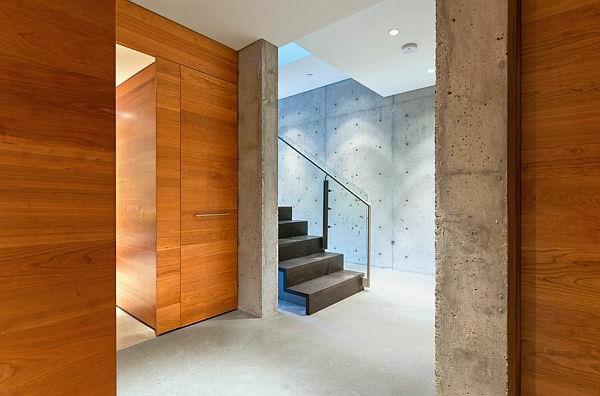 portaat betoniseinä suunnittelu lasikaide altistunut betoni kotona