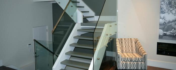 portaiden kaiteet lasi portaat alumiini elävät ideat sisustussuunnittelu