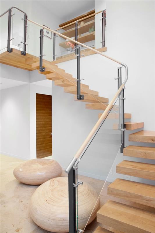 portaikko suunnittelu kaide lasi portaat puu eläviä ideoita