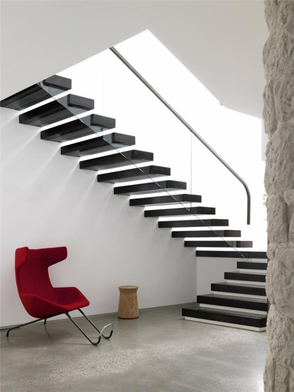 portaikon suunnittelu lasiportaiden kaide vapaasti seisovat mustat portaat
