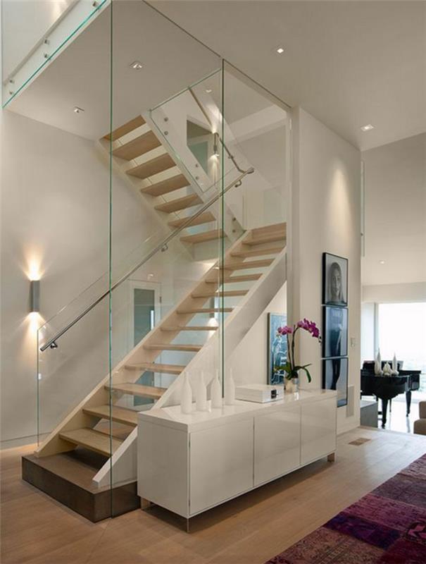 portaikko suunnittelu lasi portaikko kaide puiset portaat eläviä ideoita eteinen