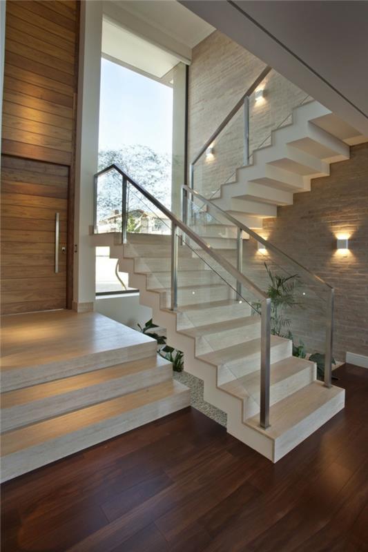 portaikko suunnittelu valkoinen portaat lasi portaikko kaide
