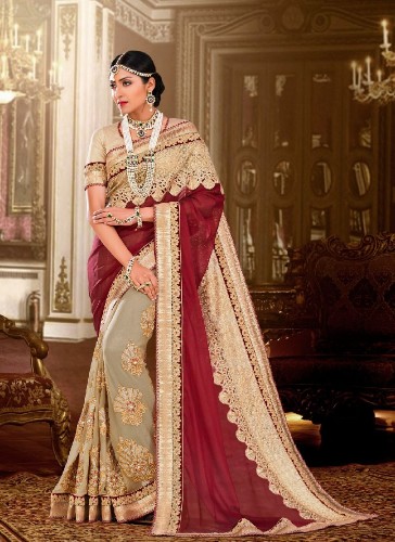 Bryllups Georgette broderet Saree