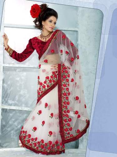The White Fancy Broderet Saree