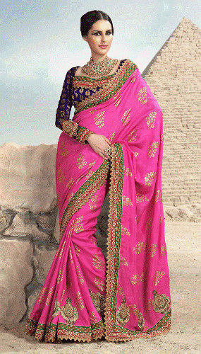 Den fashionable Jacquard Broderi Saree