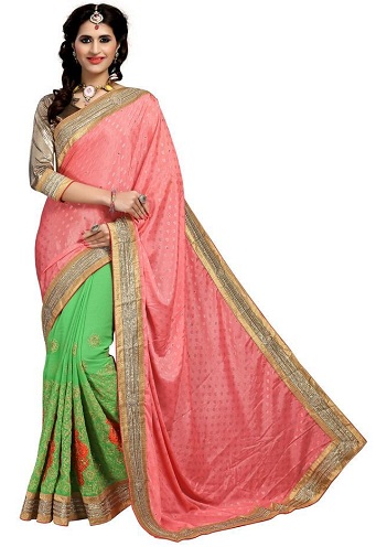 Silke broderi Saree