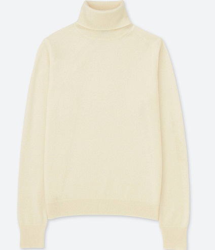 Sweatshirt i cashmere med rullekrave