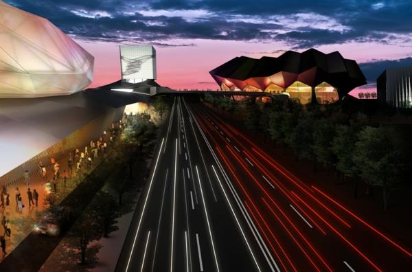 erittäin moderni ja innovatiivinen arkkitehtuuri kadulle