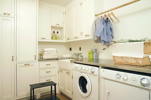Ympäristöystävällinen siivous kodin pesukoneen kaappien työtasolle