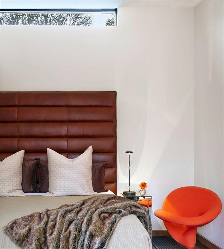 ympäristöystävällinen arkkitehtuuri residenssi makuuhuone verhoiltu sänky