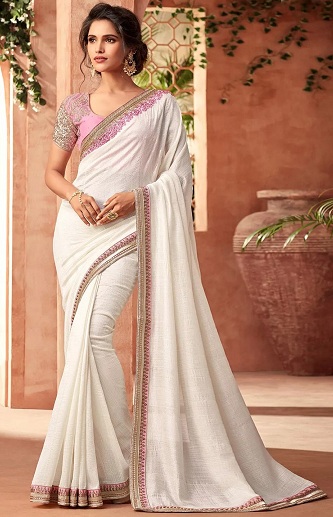 White Party Wear Saree