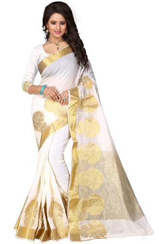 Fehér Kanchipuram Saree