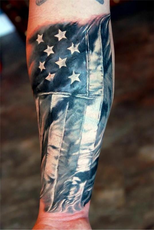 kyynärvarren tatuointisuunnitteluideoita amerikka -aiheita