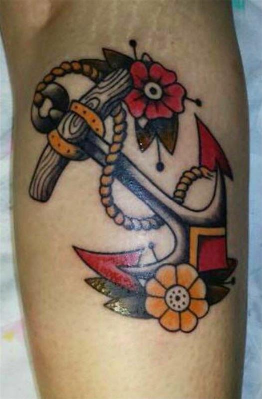 kyynärvarren tatuointi miesten motiivit kukat ankkuri