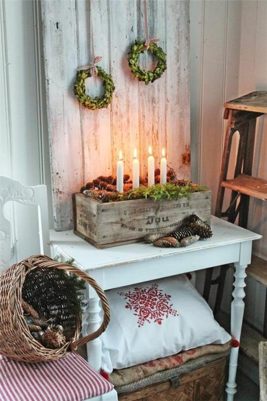 tee itse kierrätyspuinen laatikko -adventtiseppele