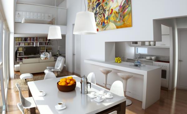 kaupunkiparvi sisustus tyyli ruokailutila keittiö valkoiset huonekalut