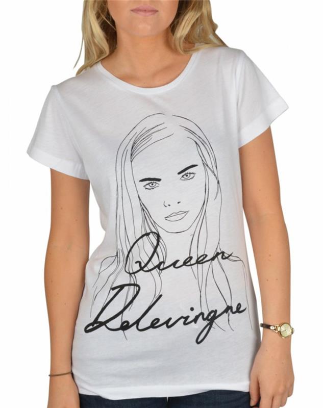 vegaani muoti musta pisteet kuningatar cara delevingne t-paita