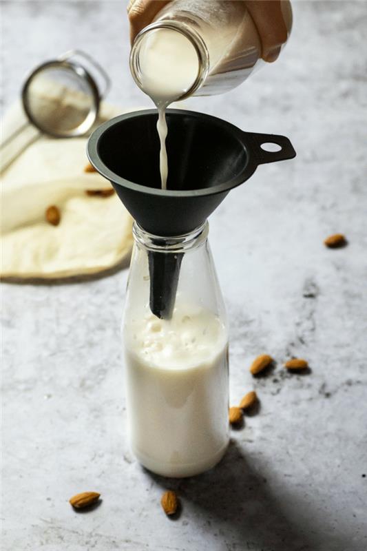 Valmista vegaaninen maito itse vegaanimaitoa liota pähkinöitä jogurtti