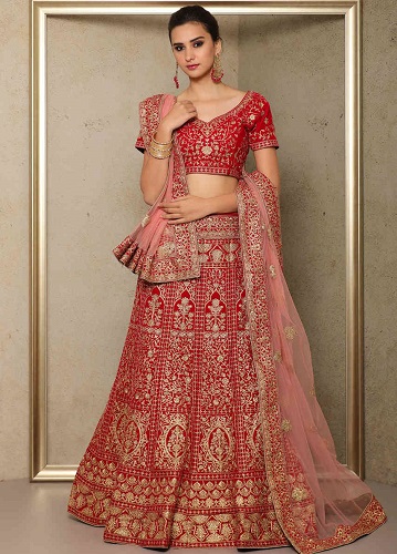 Pink Velvet Lehenga