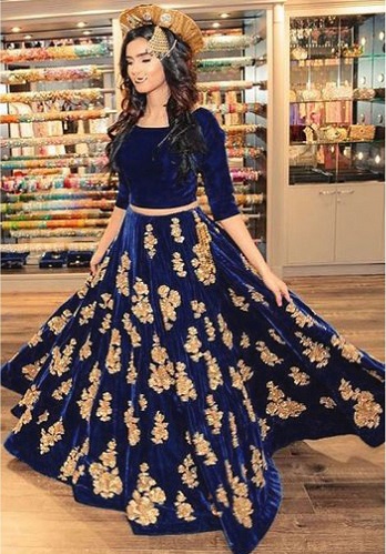 Blue Velvet Lehenga