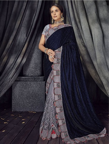 Velvet Party Wear Saree