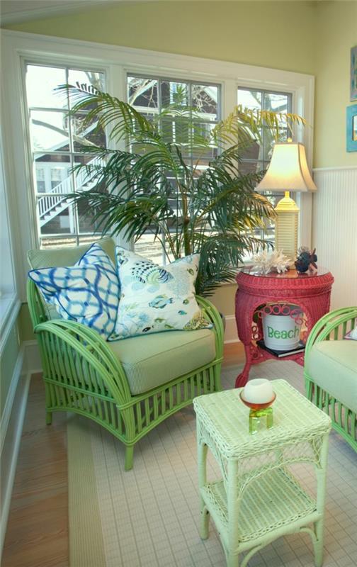 veranta talvipuutarha talvipuutarhakalusteet rottinkikalusteet huonekalut vihreä
