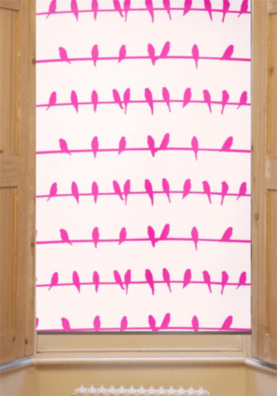 pimennysverho lastenhuoneen suunnittelu vaaleanpunaisia ​​lintuja