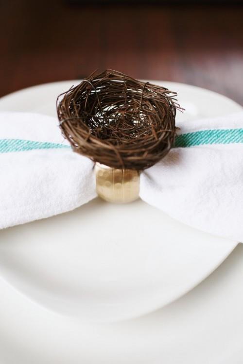 koriste pääsiäinen lautasliina rengas pesä kiinnitä pöydän koristelu