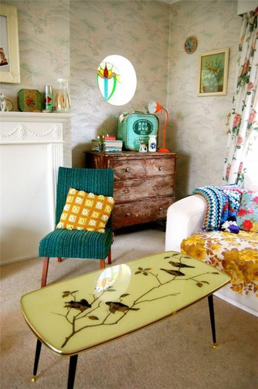 vintage huonekalut olohuoneen sisustusideoita taustakuvia
