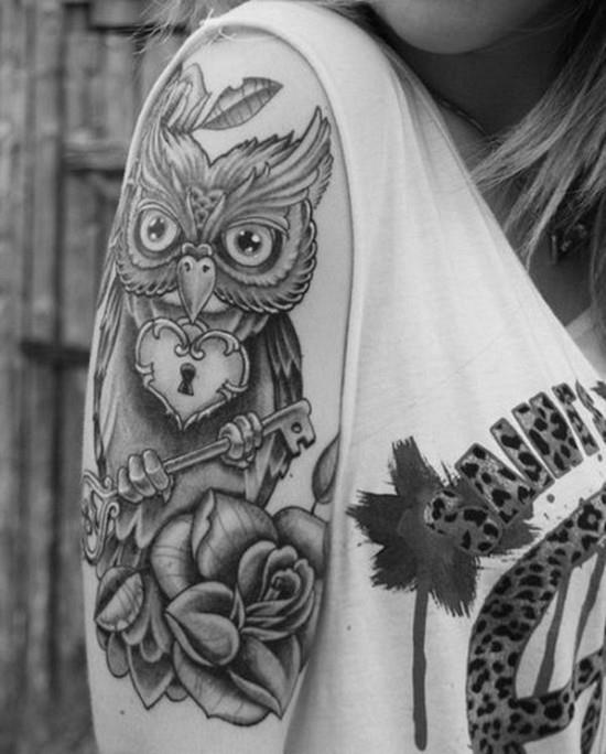 vintage hiha tatuointi ideoita pöllö