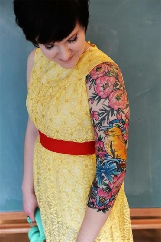 lintu kukat hiha tatuointi ideoita naisille