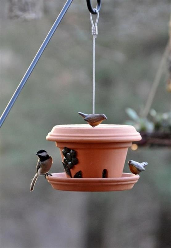 lintu syöttölaite suunnitelma birdhouse lautaset kukkaruukku