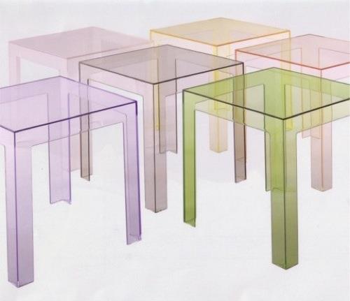 huonekalumallit kirkkaat lasimallit värikäs akryylipöytä