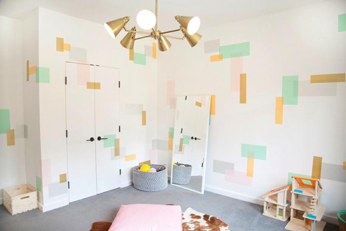 seinäkoriste geometrinen kuvio pastellivärit
