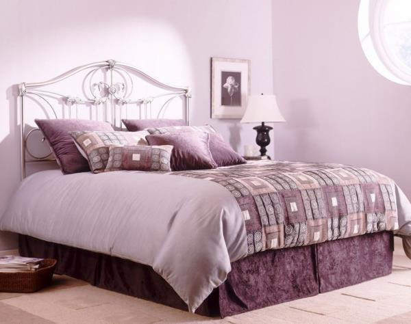 seinäideat makuuhuone violetti pastellisävyt tyylikäs