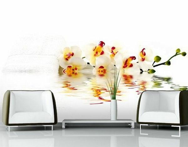 seinäkoriste valokuva tapetti realistinen olohuone kotiin kukkia