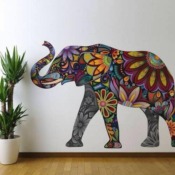 seinäkoriste elefantti -elävät ideat tekevät seinän väreistä upeita