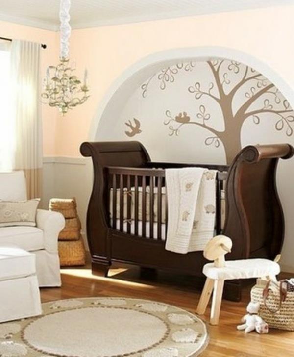 seinäkoristehuone vauvan ruskea sänky