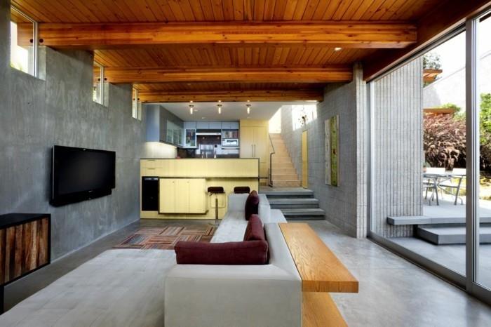 seinän suunnittelu olohuone tyylikäs kulmasohva värillinen matto