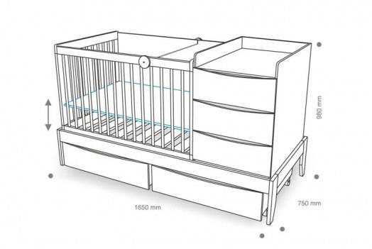 muunnettava lasten huonekalujen sänky vauvan kaide